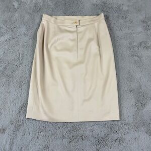 Escada Wool Pencil Skirt Career Wear Business Casual Beige Size 34 US 4 Designer